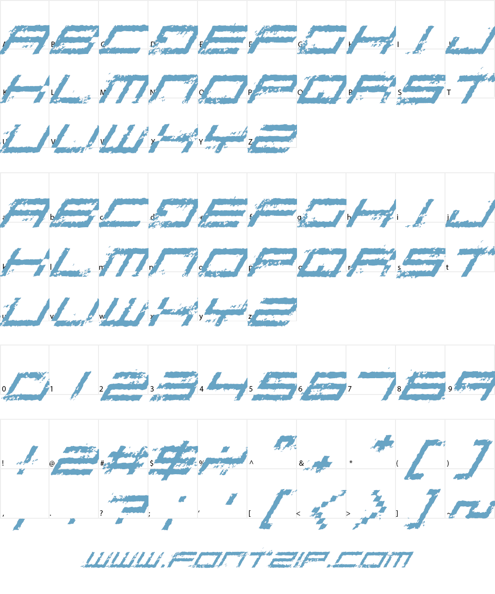 Rusting Robotica Font Character